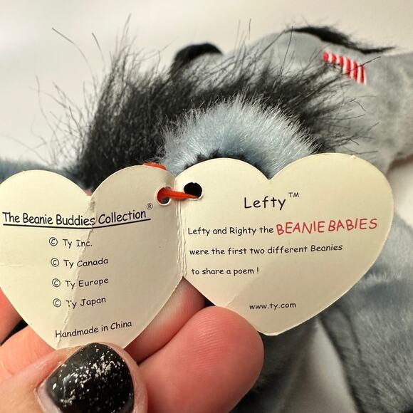 TY Beanie Buddy Lefty the Donkey Plush Beanie Babies Stuffed Animals Large - Picture 4 of 7